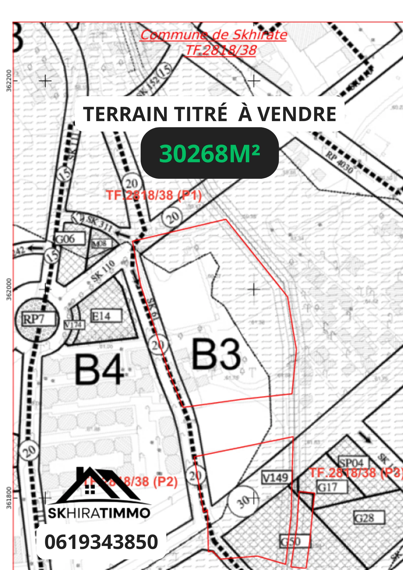 Un terrain titré B3 sur Skhirat